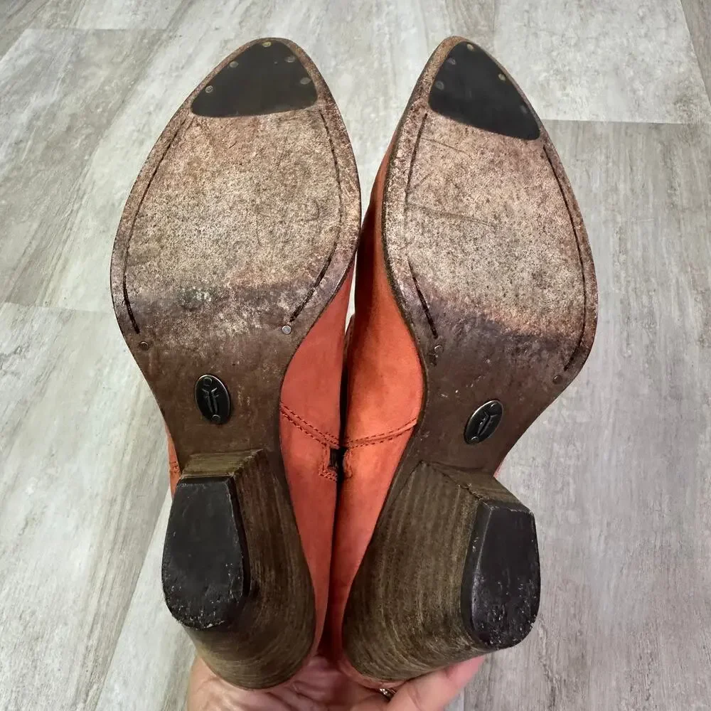 Frye Orange Leather Ankle Booties - Picture 8 of 8